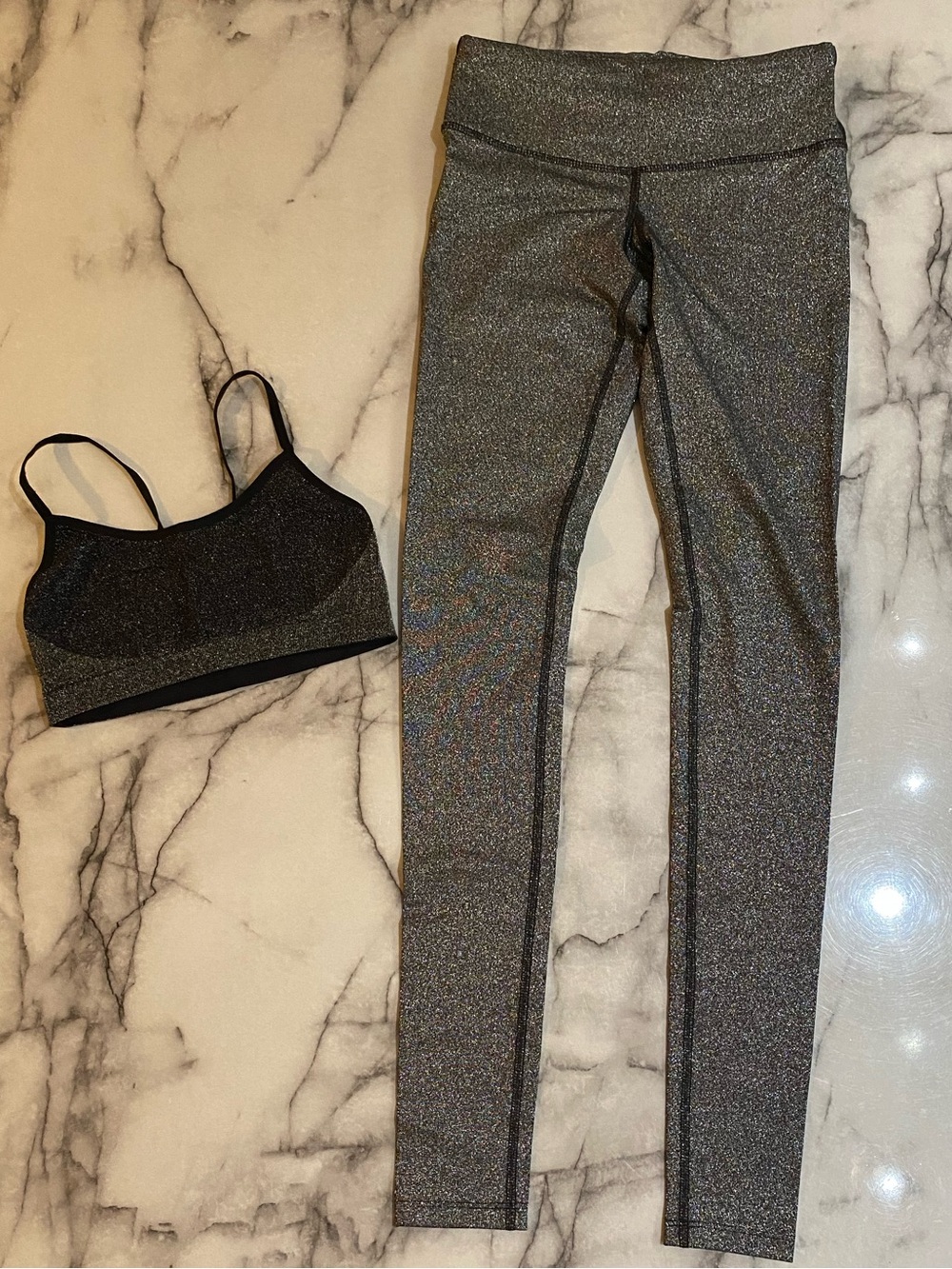 Pure Barre by Splits 59 Black/Grey Sparkle Workout Set xs